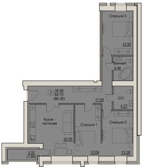 планировка квартиры 86 м2